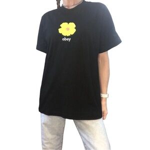 Doll’s Kill Obey Organic Cotton Women’s Size M Elijah Graphic Tee T Shirt Black